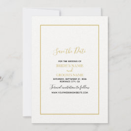 Minimalistische Einfache Gold Black & White Hochze Save The Date