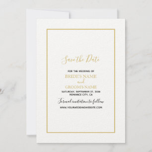 Minimalistische Einfache Gold Black & White Hochze Save The Date