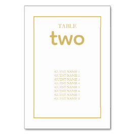 Minimalistische Einfache Gold Black & White Hochze Tischnummer
