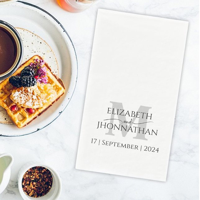 Minimalistische Einfache graue Monogrammbezeichnun Serviette (Von Creator hochgeladen)