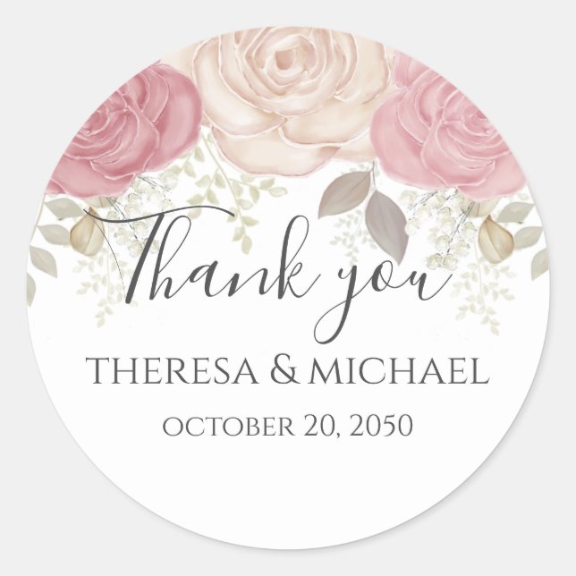 Minimalistische einfache Hochzeit Dankeschön Templ Runder Aufkleber (Vorderseite)