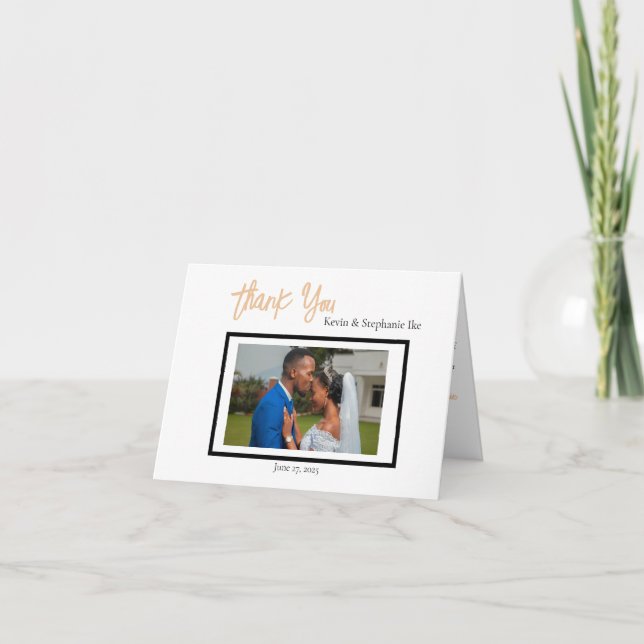 Minimalistische einfache Hochzeit geklappt Vielen  Dankeskarte (Vorderseite)