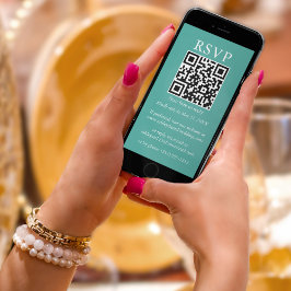 Minimalistische einfache Hochzeit QR UAWG Aquamari Karte