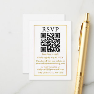 Minimalistische einfache Hochzeit QR White Gold UA Begleitkarte