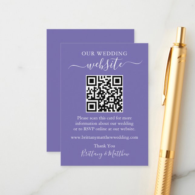 Minimalistische Einfache Hochzeit Website QR Periw Begleitkarte (Vorderseite/Rückseite Beispiel)