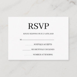 Minimalistische einfache Hochzeits-RSVP-Beilagekar Begleitkarte