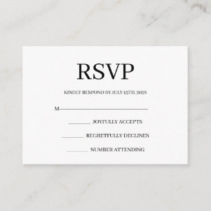 Minimalistische einfache Hochzeits-RSVP-Beilagekar Begleitkarte