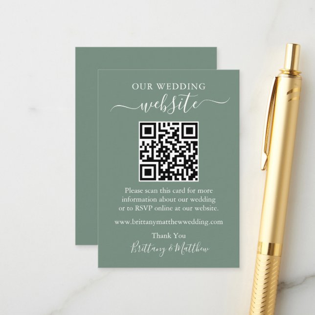 Minimalistische einfache Hochzeitsseite QR Seite G Begleitkarte (Vorderseite/Rückseite Beispiel)
