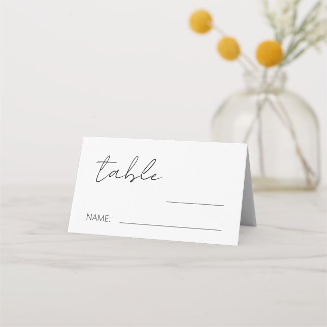 Minimalistische einfache Hochzeitsstimmung Tischnu Platzkarte (Vorderseite)
