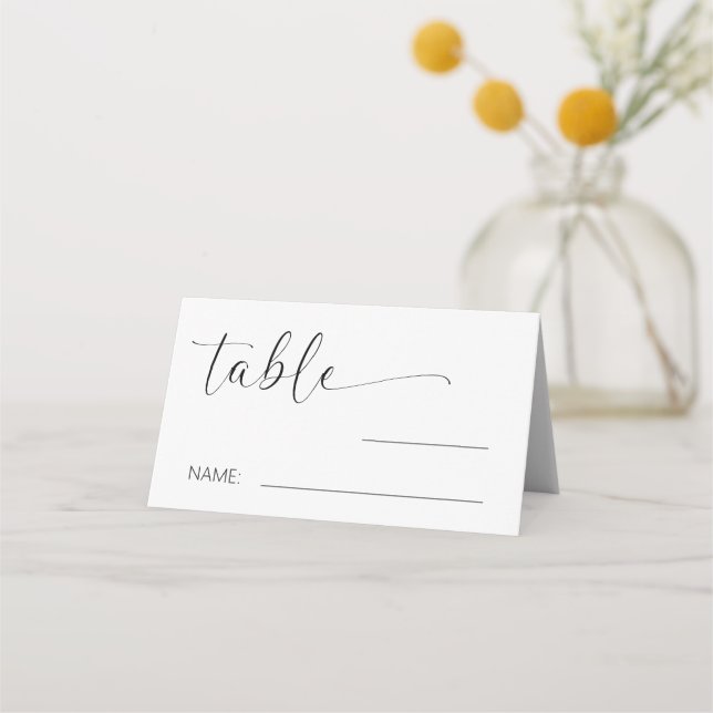 Minimalistische einfache Hochzeitsstimmung Tischnu Platzkarte (Vorderseite)