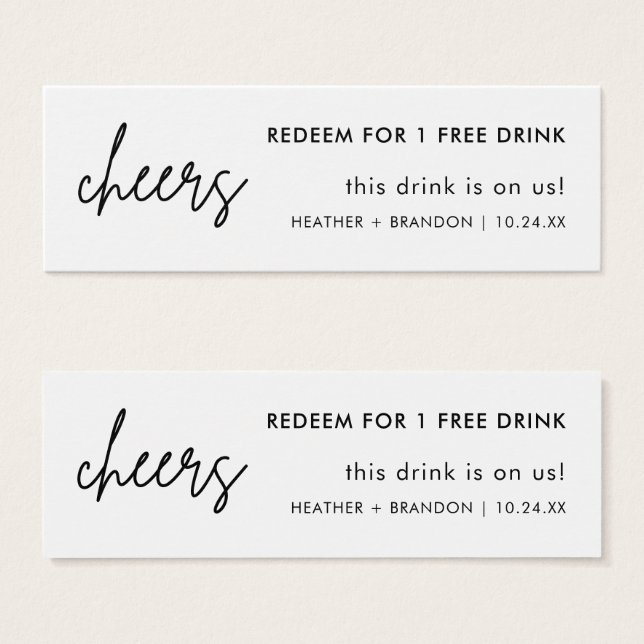 Minimalistische Einfache Hochzeitsticket-Karten (Vorne & Hinten)