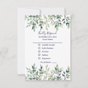 Minimalistische einfache Hübsche Blätter Zweige Ho RSVP Karte