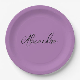 Minimalistische einfache Kalligrafie eigener Name  Pappteller