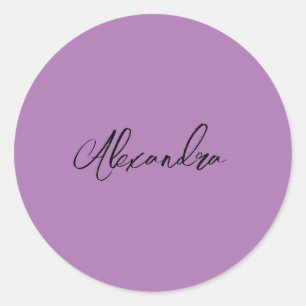 Minimalistische einfache Kalligrafie eigener Name  Runder Aufkleber