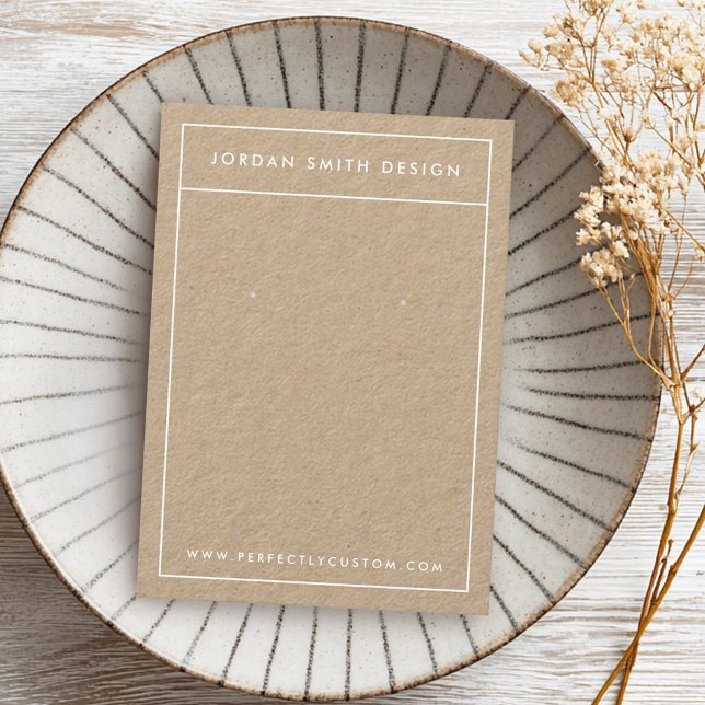 Minimalistische, einfache Kraft-Ohrkarten Visitenkarte (Minimalist border simple Kraft paper earring cards)