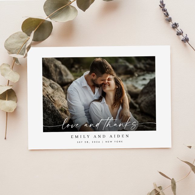 Minimalistische einfache Liebe und Dank Hochzeitss Dankeskarte (Von Creator hochgeladen)