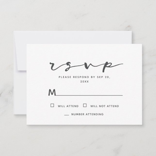 Minimalistische Einfache moderne Erinnerungen Gede RSVP Karte (Vorderseite)