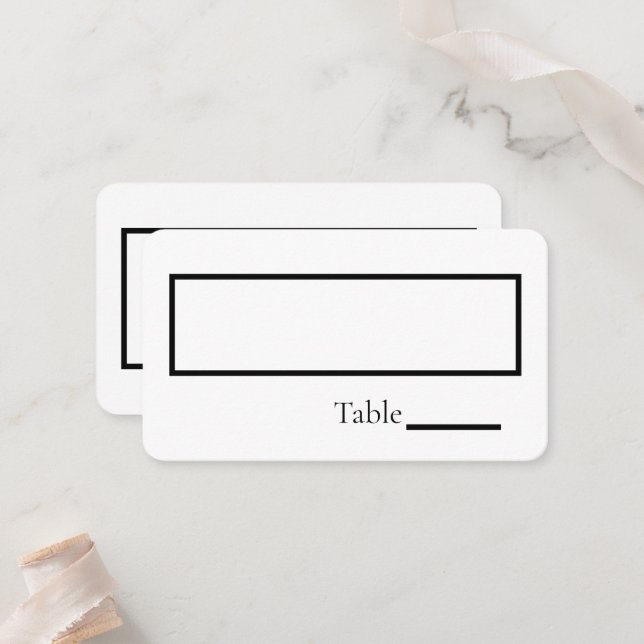 Minimalistische, einfache Personalisierte Hochzeit Platzkarte (Vorderseite/Rückseite Beispiel)