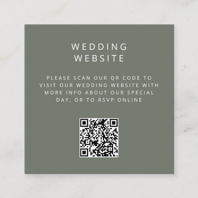 Minimalistische einfache QR Code Hochzeitswebsite Begleitkarte (Vorderseite)