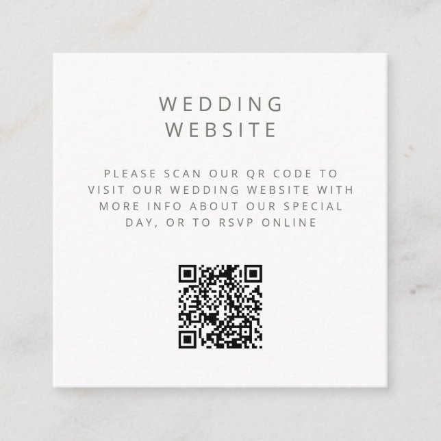 Minimalistische einfache QR Code Hochzeitswebsite Begleitkarte (Vorderseite)