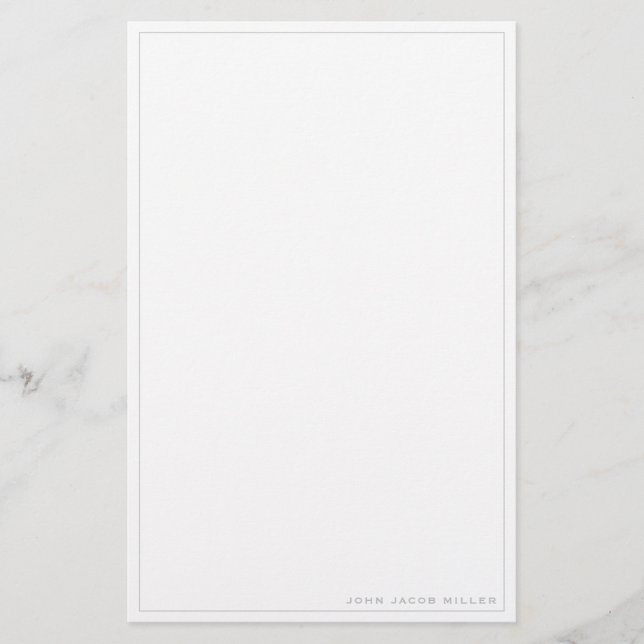 Minimalistische einfache quadratische Grenze Silve Briefpapier (Vorderseite)