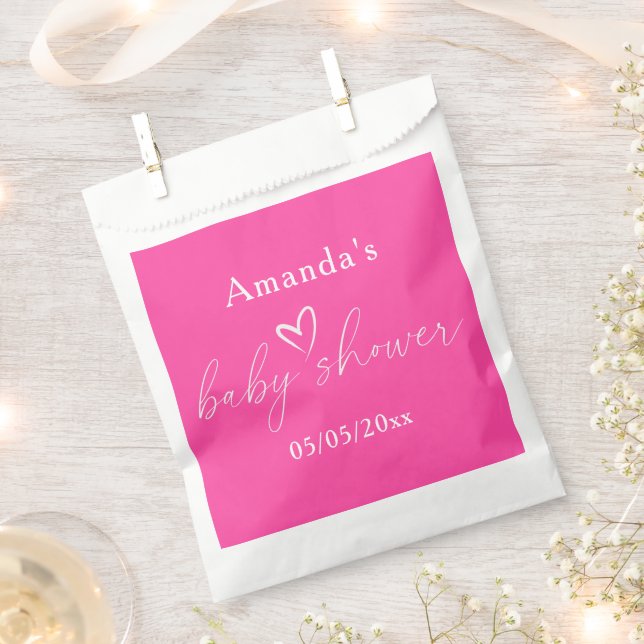 Minimalistische, einfache Rosa Babydusche Geschenktütchen (Ausgeschnitten)
