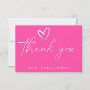 Minimalistische einfache rosa Babyparty Dankeschön Dankeskarte