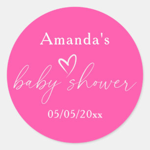 Minimalistische einfache rosa Babyparty Runder Aufkleber