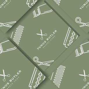 Minimalistische einfache Schere Barbershop Sage Gr Quadratische Visitenkarte