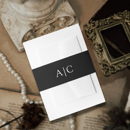 Minimalistische Einfache Schwarz-Monogramm-Hochzei Einladungsbanderole