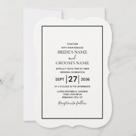 Minimalistische einfache Schwarz-Weiß-Hochzeit Einladung