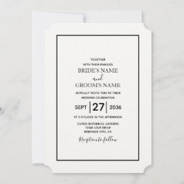 Minimalistische einfache Schwarz-Weiß-Hochzeit Einladung