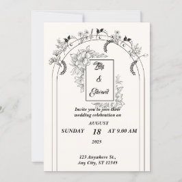 Minimalistische Einfache Schwarz-Weiß-Hochzeit Einladung