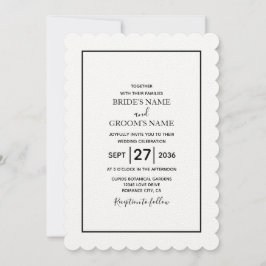 Minimalistische einfache Schwarz-Weiß-Hochzeit Einladung