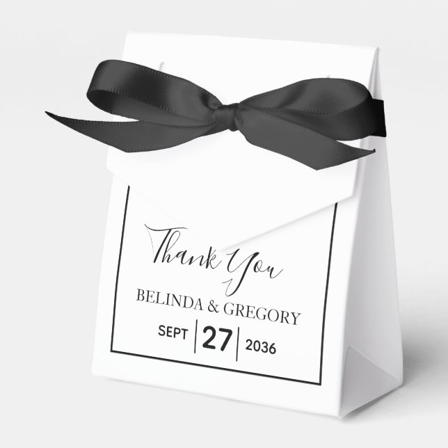 Minimalistische einfache Schwarz-Weiß-Hochzeit Geschenkschachtel (Vorderseite)