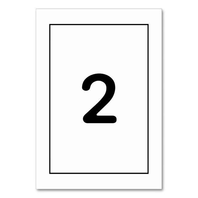 Minimalistische einfache Schwarz-Weiß-Hochzeit Tischnummer (Vorderseite)