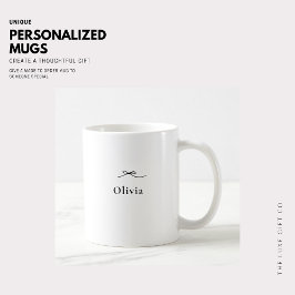 Minimalistische Einfache Schwarzweiß-Bogen-Monogra Kaffeetasse