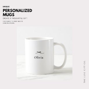 Minimalistische Einfache Schwarzweiß-Bogen-Monogra Kaffeetasse