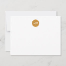 Minimalistische Einfache Senf-Gelbe Monogramm Mitteilungskarte