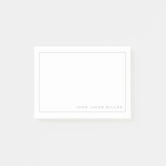 Minimalistische, einfache Silver Square Grenze Post-it Klebezettel (Vorderseite)