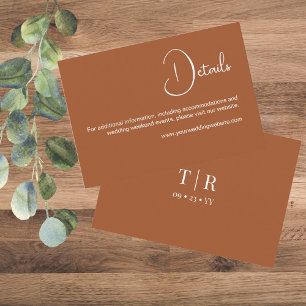 Minimalistische Einfache Terracota Hochzeiten Deta Begleitkarte