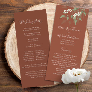 Minimalistische Einfache Terracotta Hochzeit Programm