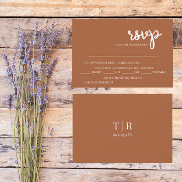 Minimalistische Einfache Terracotta-Hochzeit RSVP Karte