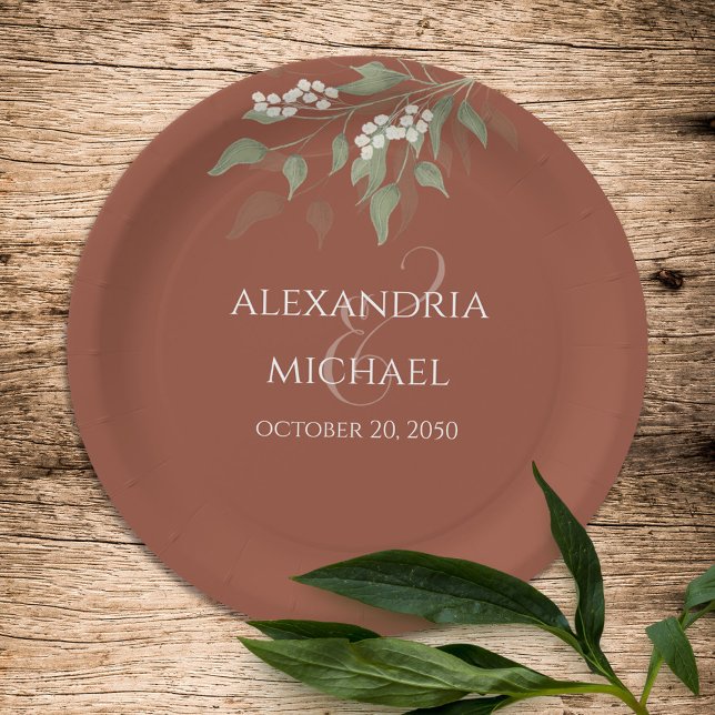 Minimalistische Einfache Terracotta Hochzeitskalli Pappteller (Von Creator hochgeladen)