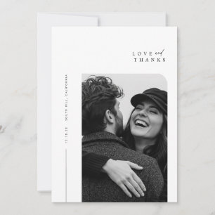 Minimalistische Einfache Typografie Foto Hochzeit Dankeskarte