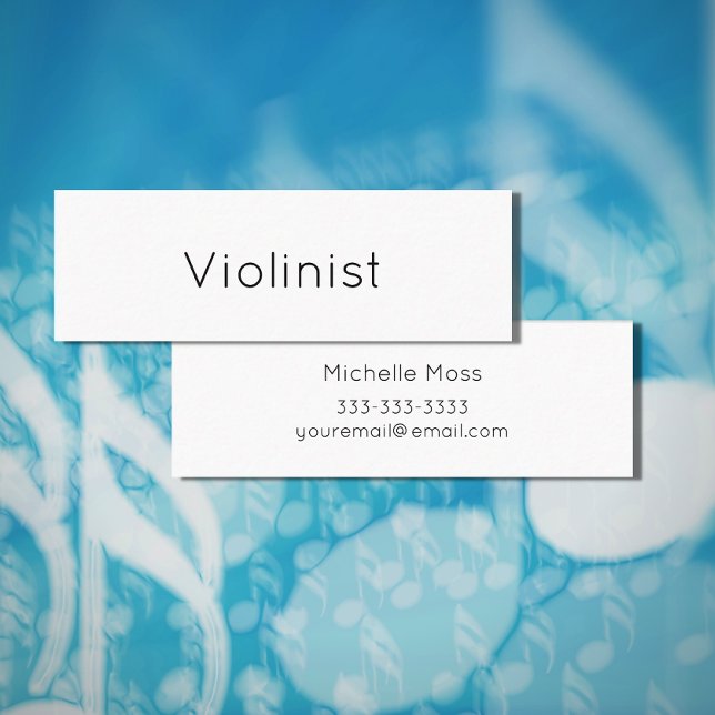 Minimalistische einfache Violinie-Schwarz-weiße Mu Mini Visitenkarte (Von Creator hochgeladen)