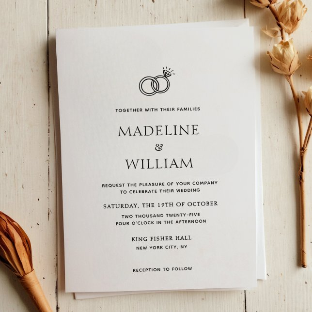 Minimalistische Einhandgezeichnete Ringe Hochzeit Einladung (Von Creator hochgeladen)