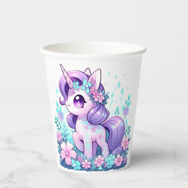 Minimalistische Einhorn-Kinderdusche Pappbecher (Vorderseite)