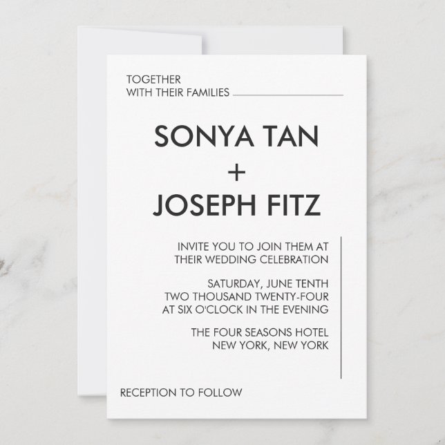 Minimalistische Einladung (Vorderseite)