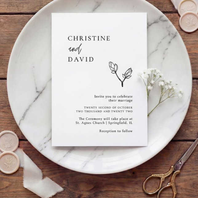 Minimalistische Einladung von Boho Black and White (Von Creator hochgeladen)